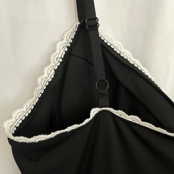 Fit & Flare Lace Black Midi Milkmaid Slip Dress L Goth Witchy Cottagecore Pirate - Picture 12 of 15